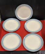 5x ontbijtbord pastel blauw Regout Maastricht, goud randje, Ophalen, Gebruikt, Bord(en), Overige stijlen