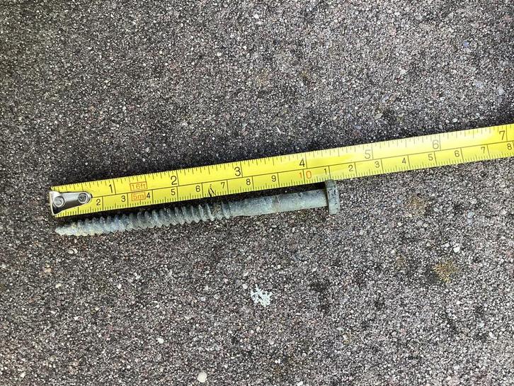 84 houtdraadbouten thermisch verzinkt12 cm lang, schroeven, Doe-het-zelf en Verbouw, IJzerwaren en Bevestigingsmiddelen, Zo goed als nieuw