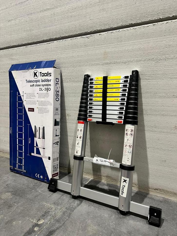 Telescoopladder | 3.80M | Ladder | Hydraulisch | Nieuw!, Doe-het-zelf en Verbouw, Ladders en Trappen, Nieuw, Ladder, 2 tot 4 meter
