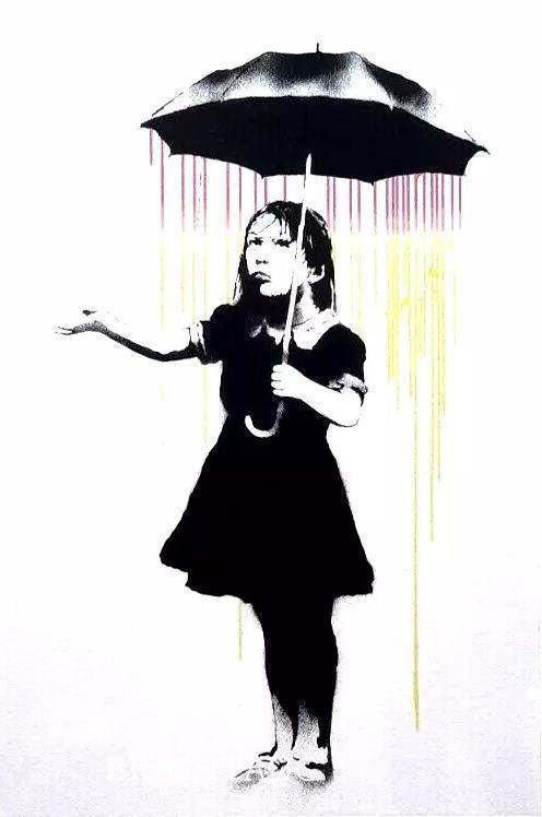 Umbrella Girl - Banksy, Antiek en Kunst, Kunst | Schilderijen | Abstract, Ophalen