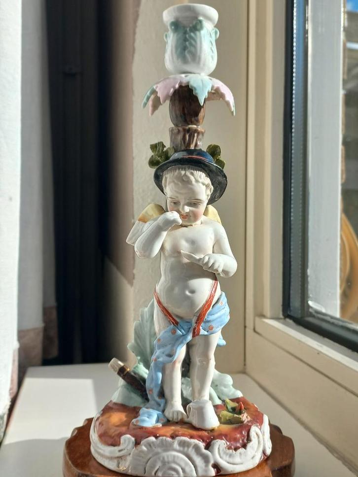 Sitzendorf kandelaar 19de eeuw., Antiek en Kunst, Antiek | Porselein, Ophalen of Verzenden