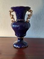 Diep blauw vaas met goudkleurige versiering, Ophalen of Verzenden