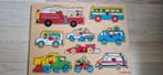Houten Puzzel met Noppen - Voertuigen, 2 tot 4 jaar, 10 tot 50 stukjes, Ophalen of Verzenden, Zo goed als nieuw