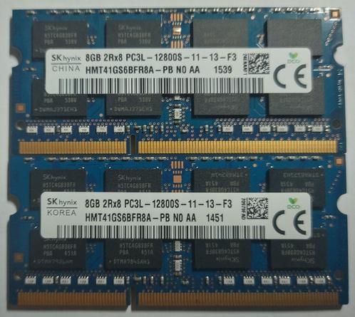 16GB DDR3 2x8BGB PC3L-12800 1600MHz Hynix Sodimm 5114 3915, Computers en Software, RAM geheugen, Gebruikt, Laptop, 16 GB, DDR3