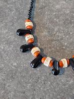 Vintage artisan Afrikaanse ketting halsketting bruin zwart, Gebruikt, Bruin, Ophalen of Verzenden, Nvt