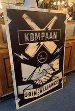 Groot houten reclame bord 145 x 100 cm Kompaan bier Den haag, Ophalen