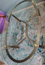 Klassieke Ovale Glazen Salontafel., Ophalen, Gebruikt, 100 tot 150 cm, 50 tot 100 cm