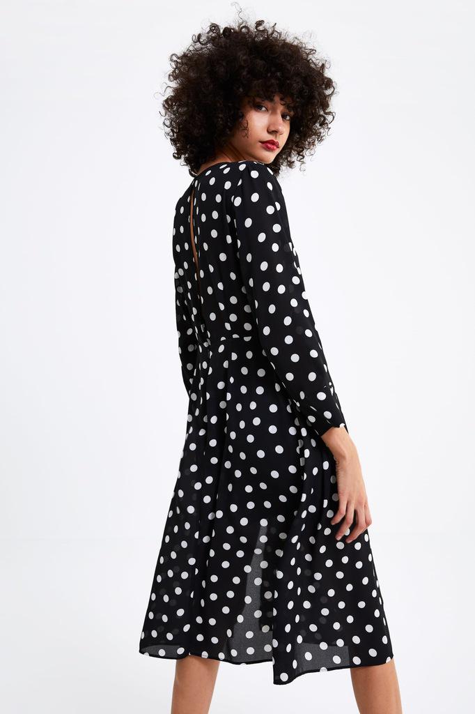 GESTIPTE MIDI JURK met short en zijsplit Zara polka dot, Kleding | Dames, Jurken, Zwart, Ophalen of Verzenden, Zo goed als nieuw