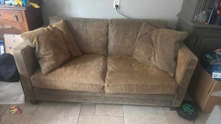Lederen Bank 2,5 zits, bruin!, Huis en Inrichting, Banken | Bankstellen, Zo goed als nieuw, Tweepersoons, 200 tot 250 cm, 75 tot 100 cm
