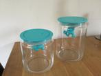 2 Alessi Gianni voorraadpotten - turquoise deksel, Ophalen of Verzenden, Zo goed als nieuw