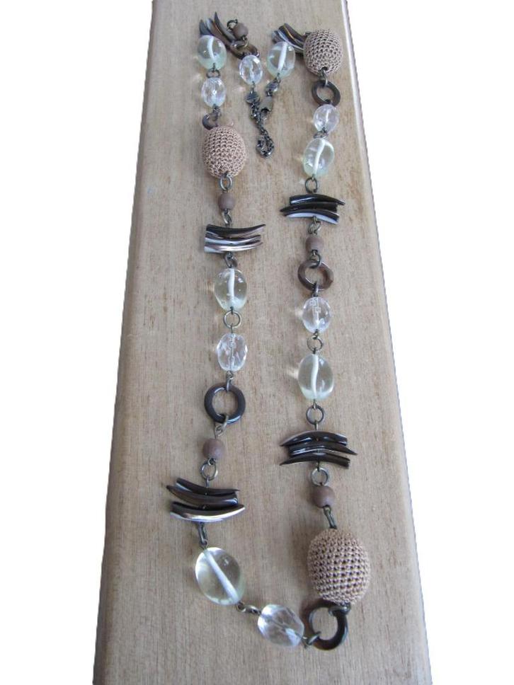 NIEUW: DYRBERG/KERN ketting lang beige brons – BOHO CHIC, Sieraden, Tassen en Uiterlijk, Kettingen, Nieuw, Overige materialen