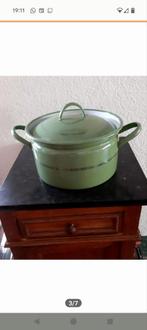 emaille groene grote pan en vergiet, Ophalen, 50 tot 100 cm, Zo goed als nieuw, Minder dan 100 cm