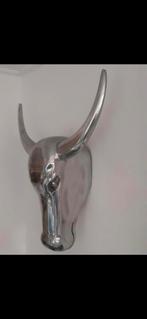 Decoratieve verchroomde stierenkop  50 cm, Huis en Inrichting, Ophalen, Zo goed als nieuw