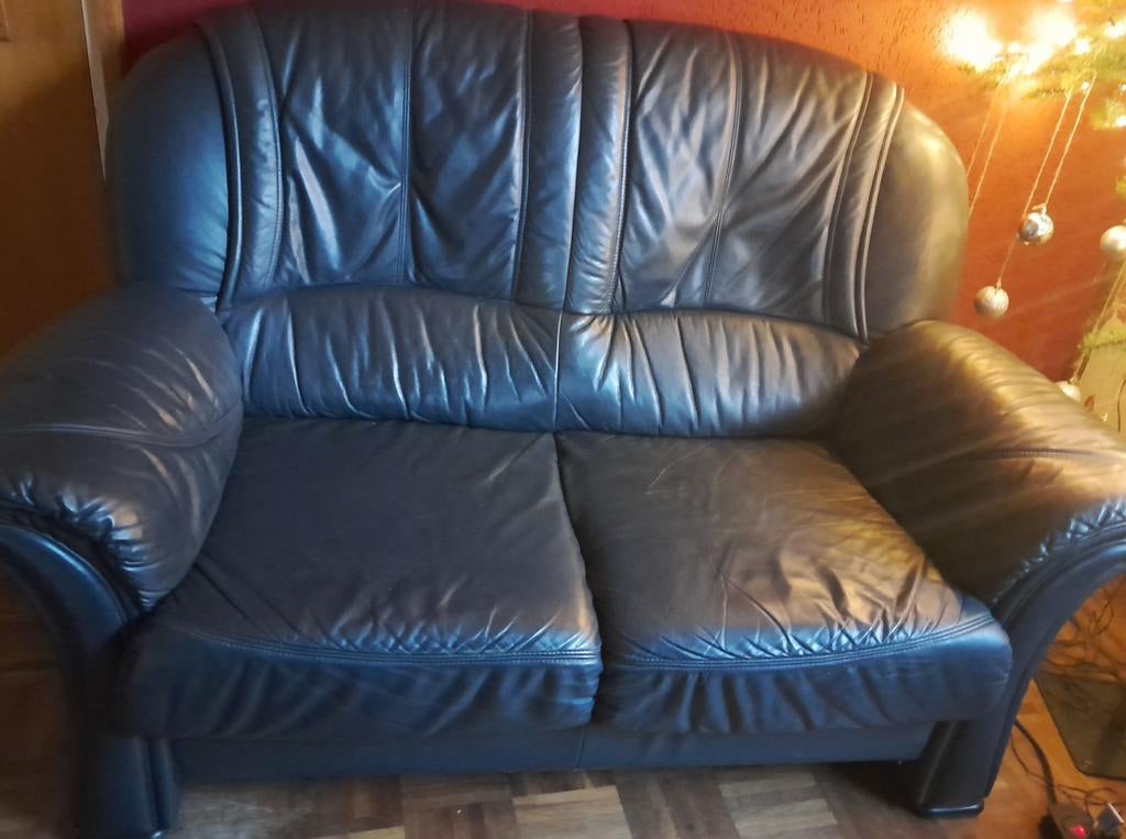 Comfortabele ZITHOEK  Fauteuil & 2 zits bankstel ECHT LEER, Ophalen, Gebruikt, 150 tot 200 cm, Vierpersoons of meer