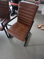 4 Industriële Eetkamerstoelen - Bruin Leer & Metaal, Huis en Inrichting, Stoelen, Ophalen, Gebruikt, Bruin, Vier