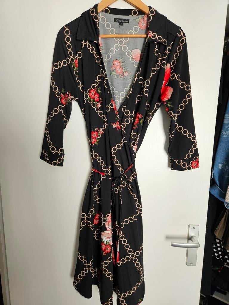 Zgan King Louie wikkeljurk mt L, Kleding | Dames, Jurken, Ophalen, Zo goed als nieuw, Maat 38/40 (M)