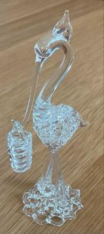 Mondgeblazen glazen ooievaar met mandje, Ophalen