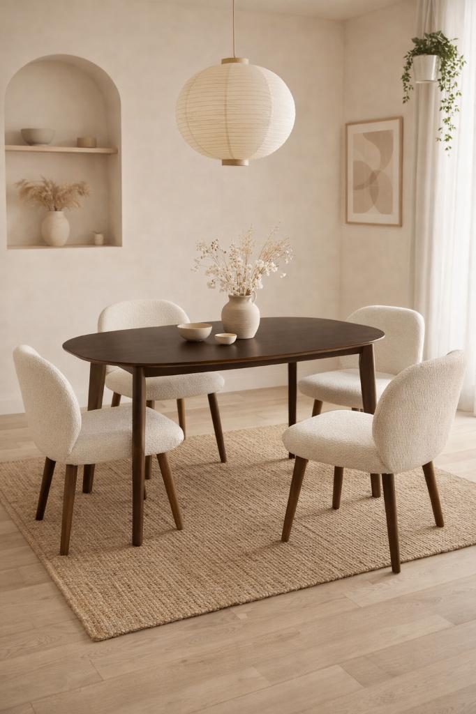 Eettafel Avella Bruin Kwantum, Huis en Inrichting, Tafels | Eettafels, Ophalen, Japandi, 100 tot 150 cm, Nieuw