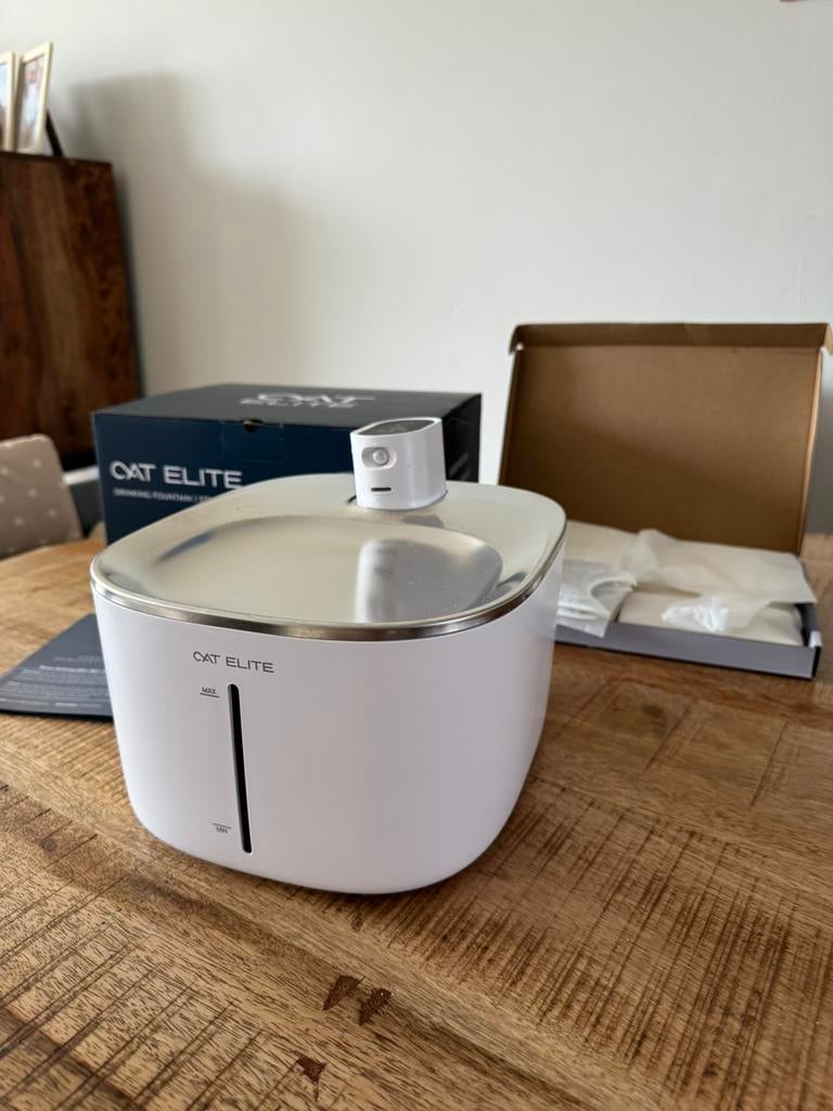 Cat Elite Stream drinkfontein wit rvs, Dieren en Toebehoren, Ophalen of Verzenden, Nieuw