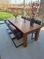 Eettafel en stoelen, Ophalen, Gebruikt, Teakhout, 200 cm of meer