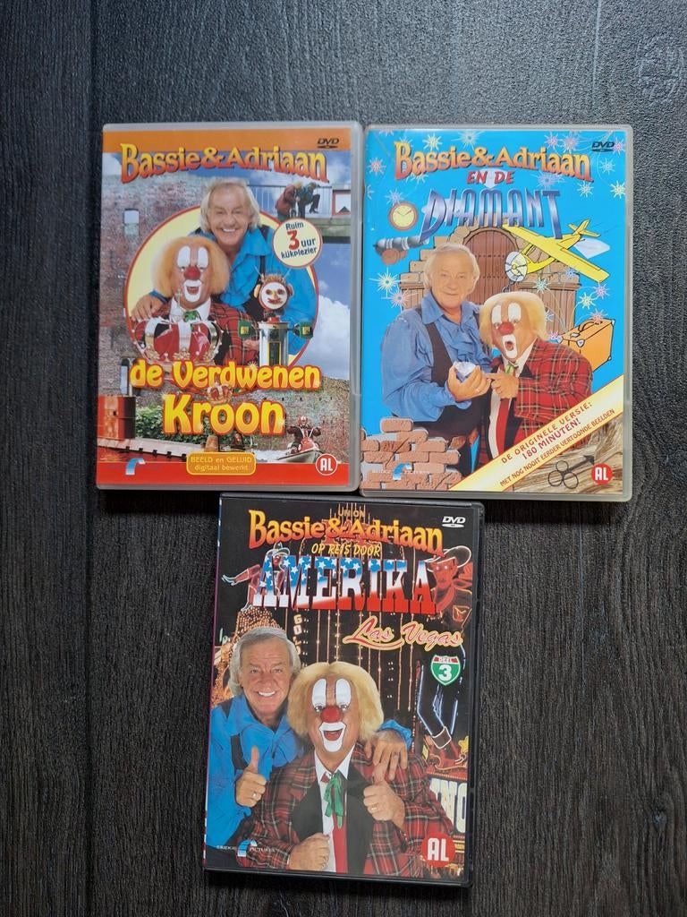 3 Bassie en Adriaan dvd's, Alle leeftijden, Ophalen of Verzenden, Zo goed als nieuw