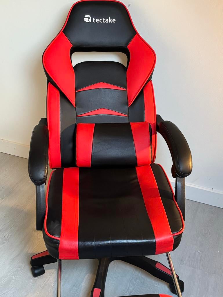 Nieuwe rood-zwarte gaming stoel, Huis en Inrichting, Ophalen, Nieuw, Leer, Eén