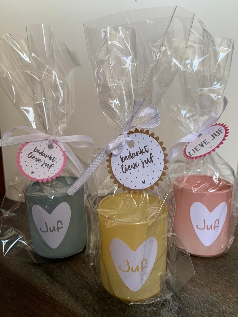 Waxinelichtje juf, Ophalen of Verzenden, Nieuw, Overige materialen, Minder dan 25 cm