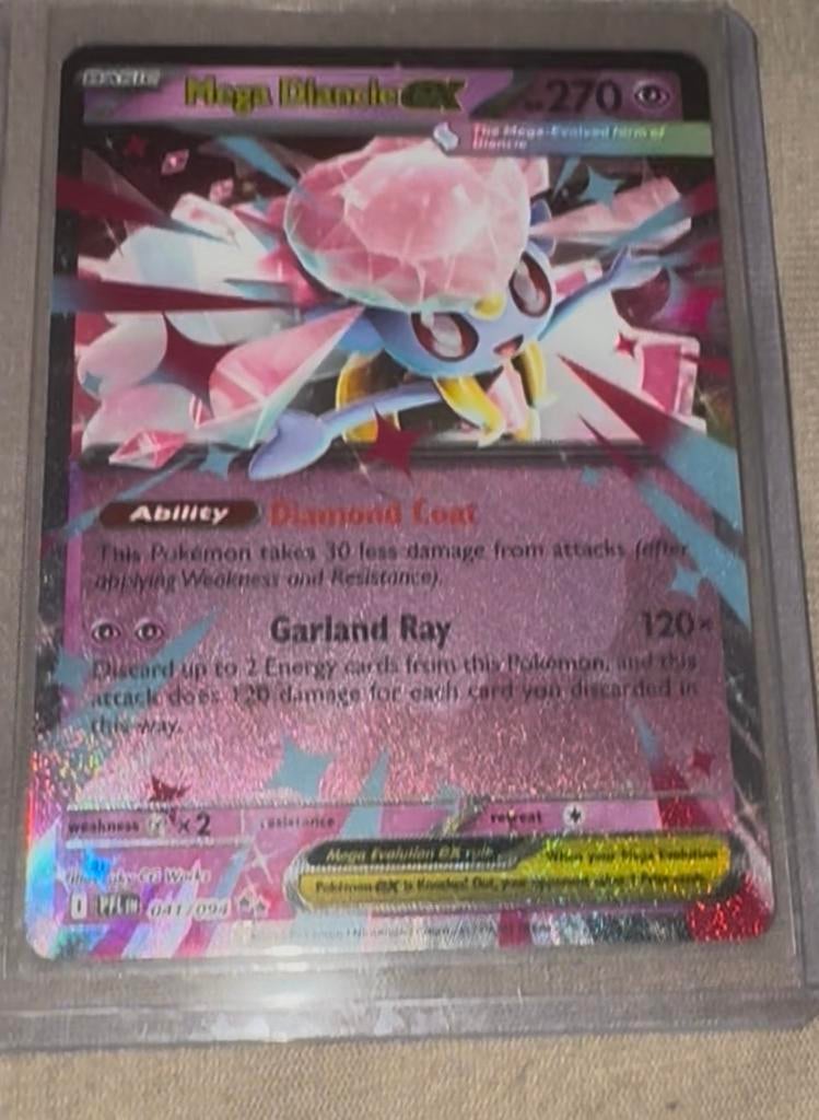 Mega Diancie EX Pokémon Kaart - Zeldzaam Foil, Ophalen of Verzenden, Zo goed als nieuw, Losse kaart, Foil