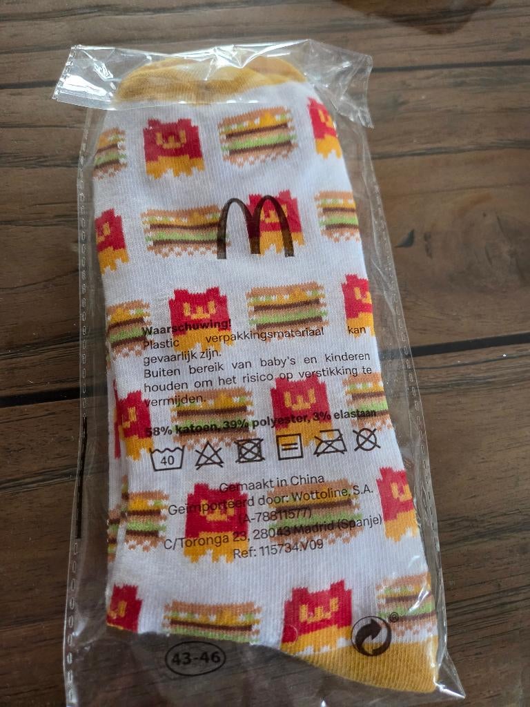 Mc sokken hamburger met frietjes, Sokken en Kniesokken, Wit, Nieuw, Overige maten