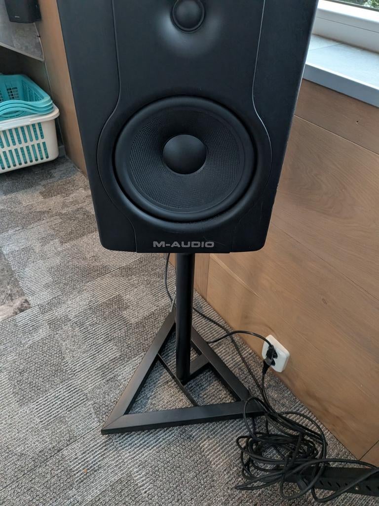 MAudio BX8D2 actieve speakers eventueel met stands en kabels, Gebruikt, 120 watt of meer, Front, Rear of Stereo speakers, Ophalen