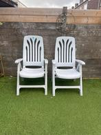 4 witte tuinstoelen met ronde tafel, Ophalen, Gebruikt, Kunststof