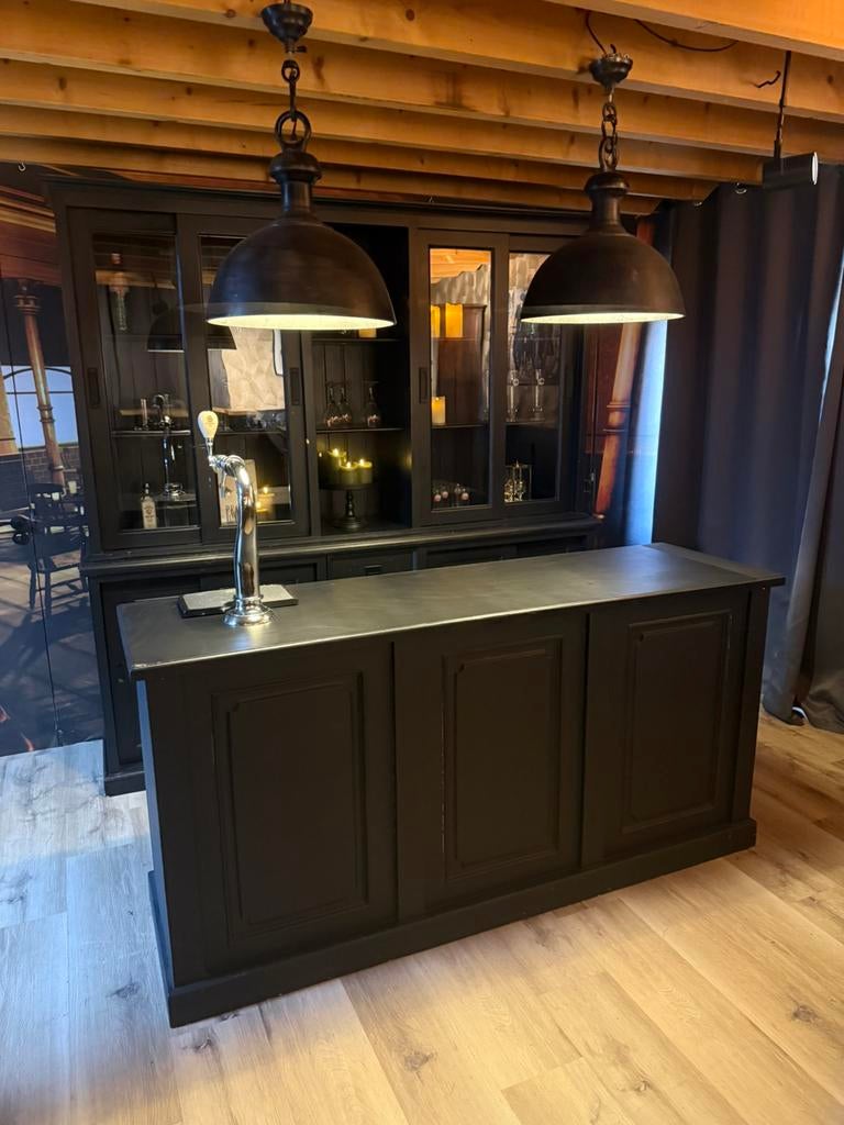 Chique zwarte bar set toog man cave cafe overkapping, Huis en Inrichting, Barren, Ophalen, Gebruikt