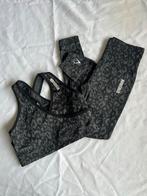 Gymshark sportset: legging en sportbeha met luipaardprint, Zwart, Ophalen of Verzenden, Maat 36 (S), Fitness of Aerobics