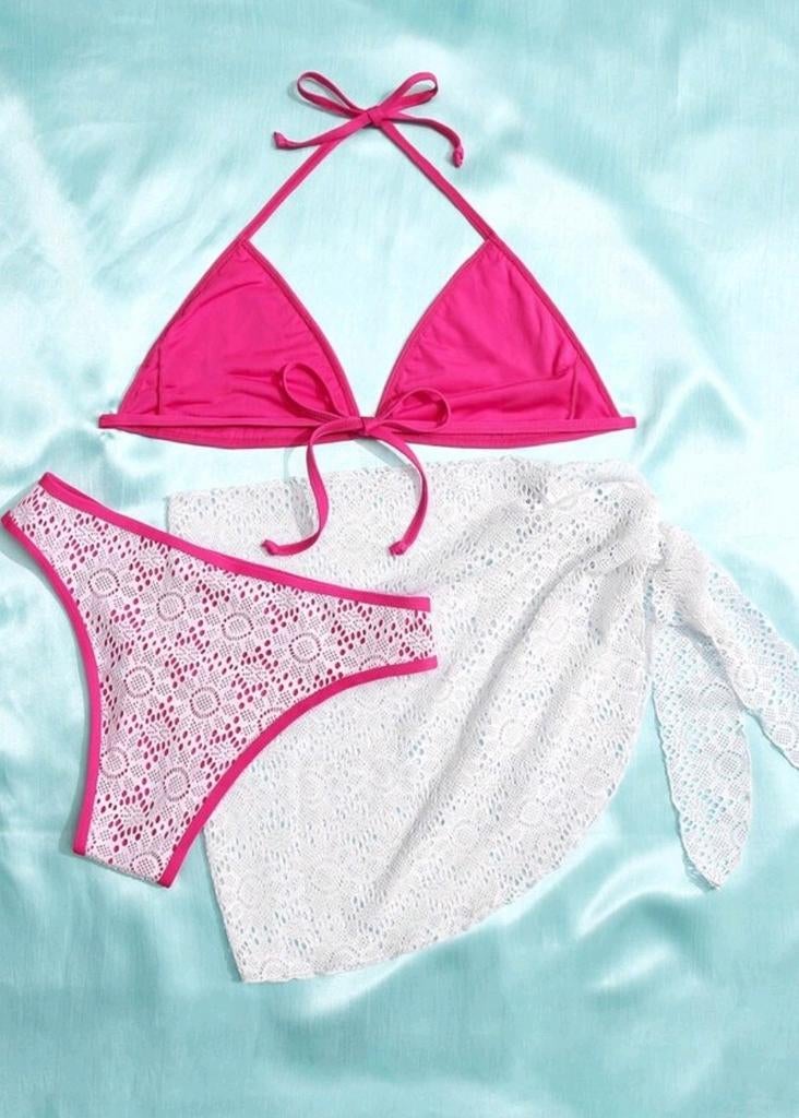 Drie delig Bikini Set Maat S ~ Nieuw, Kleding | Dames, Badmode en Zwemkleding, Verzenden, Nieuw, Roze, Bikini