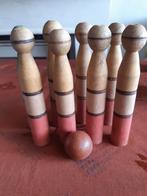 8 oude houten gekleurde kegels met balletje, Verzenden