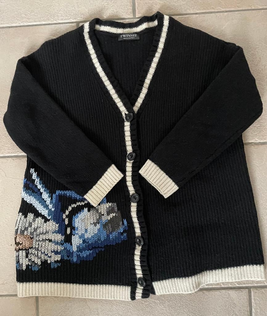 Twinset Simona Barbieri gebreid blauw vest maat L, Kleding | Dames, Truien en Vesten, Twinset, Maat 42/44 (L), Gedragen, Verzenden