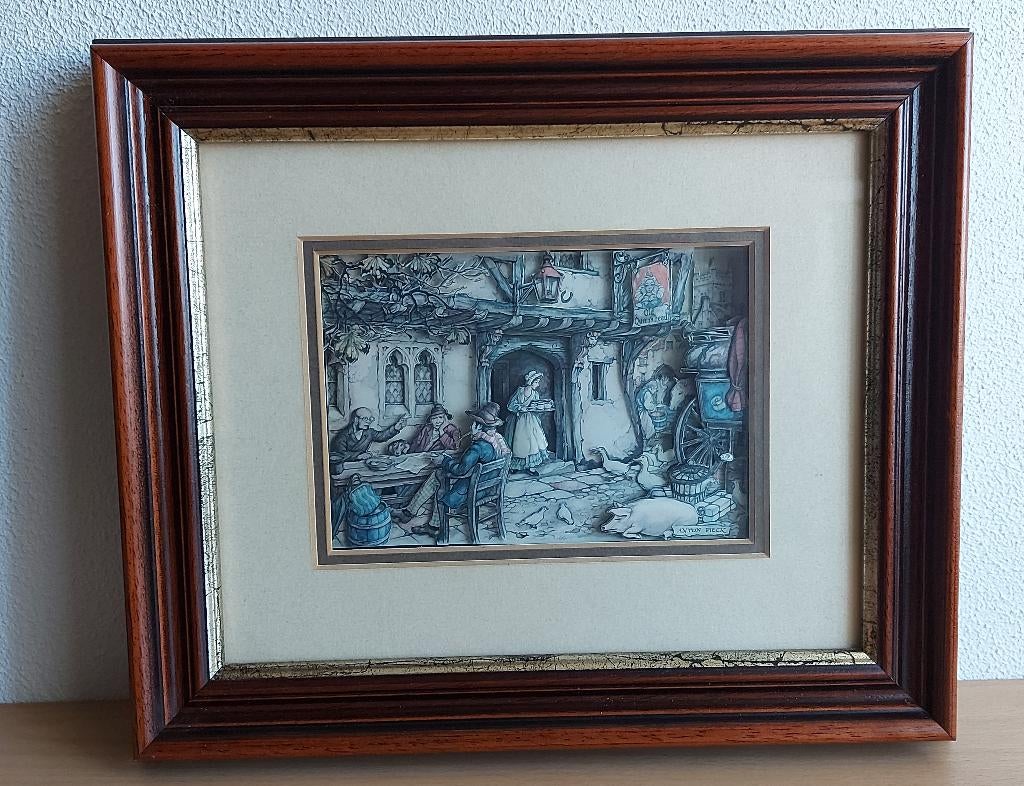 Anton Pieck Schilderij, Ophalen, Minder dan 50 cm, Overige typen, Zo goed als nieuw