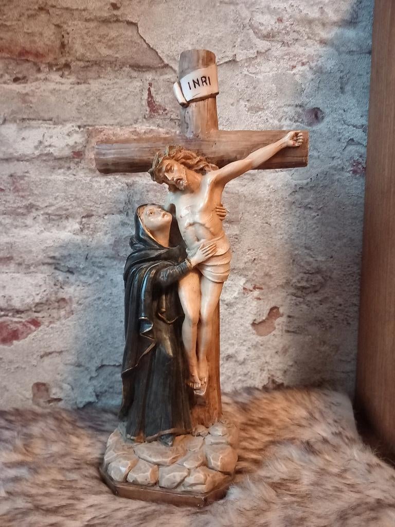 Oud religie beeld Jezus en Maria, Antiek en Kunst, Antiek | Religie, Ophalen of Verzenden
