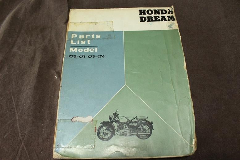 Honda 250 350cc Dream C70 C71 C75 C76 motorcycle parts list, Ophalen of Verzenden, Honda