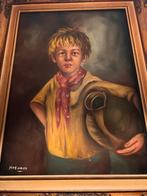 Oud Italiaans Schilderij: Jongen met Kruik - Gesigneerd, Antiek en Kunst, Ophalen