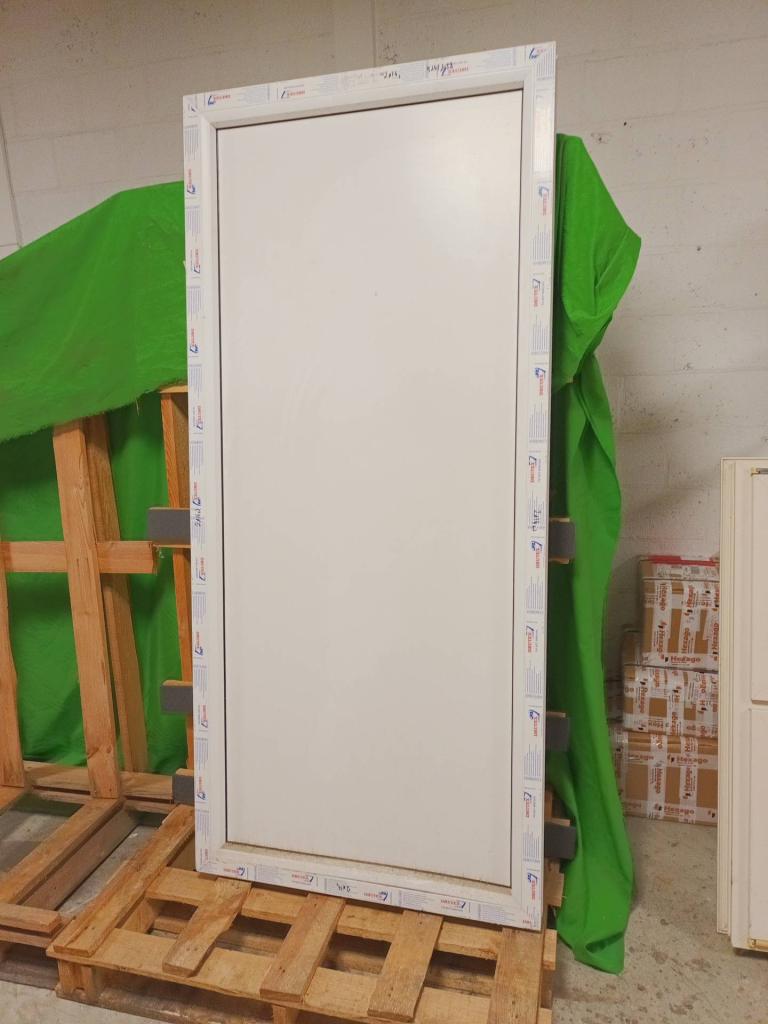 Kunststof Vast kozijn  b92,4 x h203,8 cm Wit  -91-, Kunststof, Gebruikt, Raamkozijn, Niet ingevuld