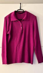 Fuchsia pull met kraagje en gouden knoopjes, Ophalen of Verzenden, Zo goed als nieuw, Maat 42/44 (L), Roze