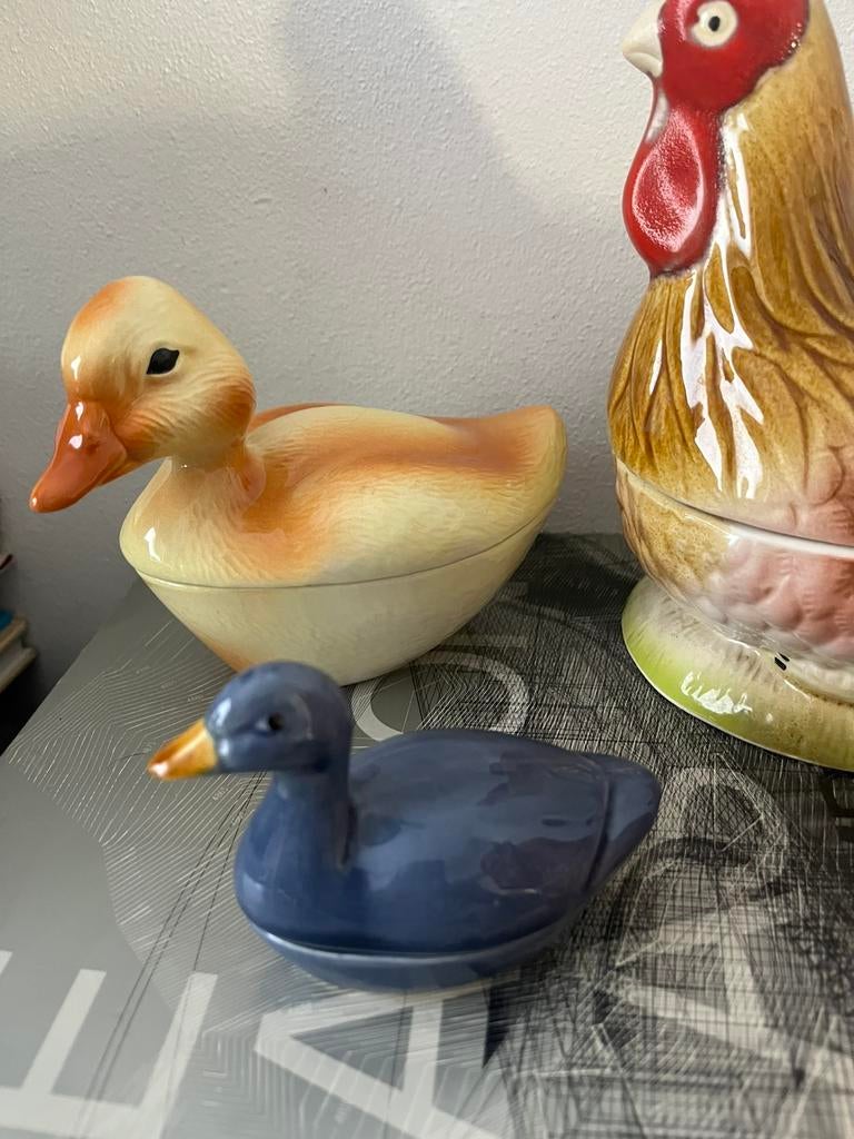 Zeldzame miniatuur blauw michel caugant pate eend, Antiek en Kunst, Verzenden