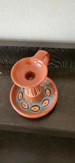 Vintage jaren '70 kandelaar van keramiek, handgeschilderd, Antiek en Kunst, Ophalen of Verzenden