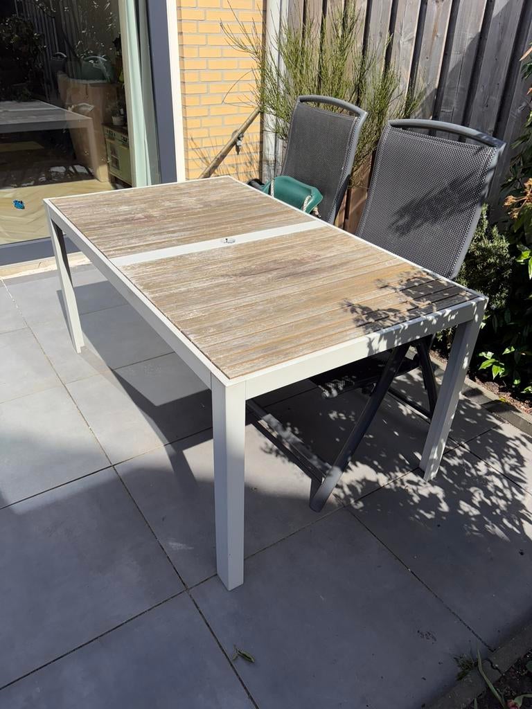 Ikea tuintafel aluminium/teakhout, Tuin en Terras, Tuintafels, Ophalen, Gebruikt, Rechthoekig, Aluminium