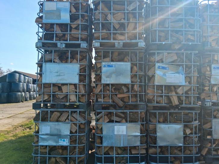 11 kratten halfdroog haardhout 100% eik, grof gekloofd!, Tuin en Terras, Haardhout, Blokken, Eikenhout, 6 m³ of meer, Ophalen