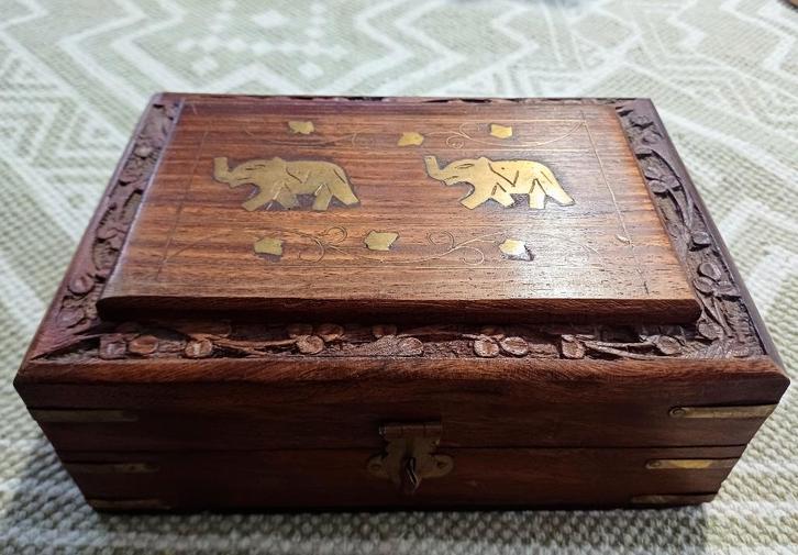 Houten sieradendoos, Antiek en Kunst, Curiosa en Brocante, Verzenden