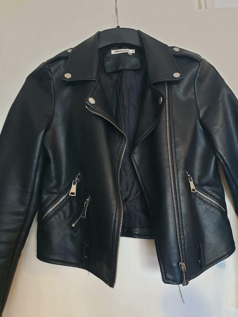 Zwart leren bikerjack van Cherry Koko S, Kleding | Dames, Cherry Koko, Zwart, Ophalen of Verzenden, Zo goed als nieuw