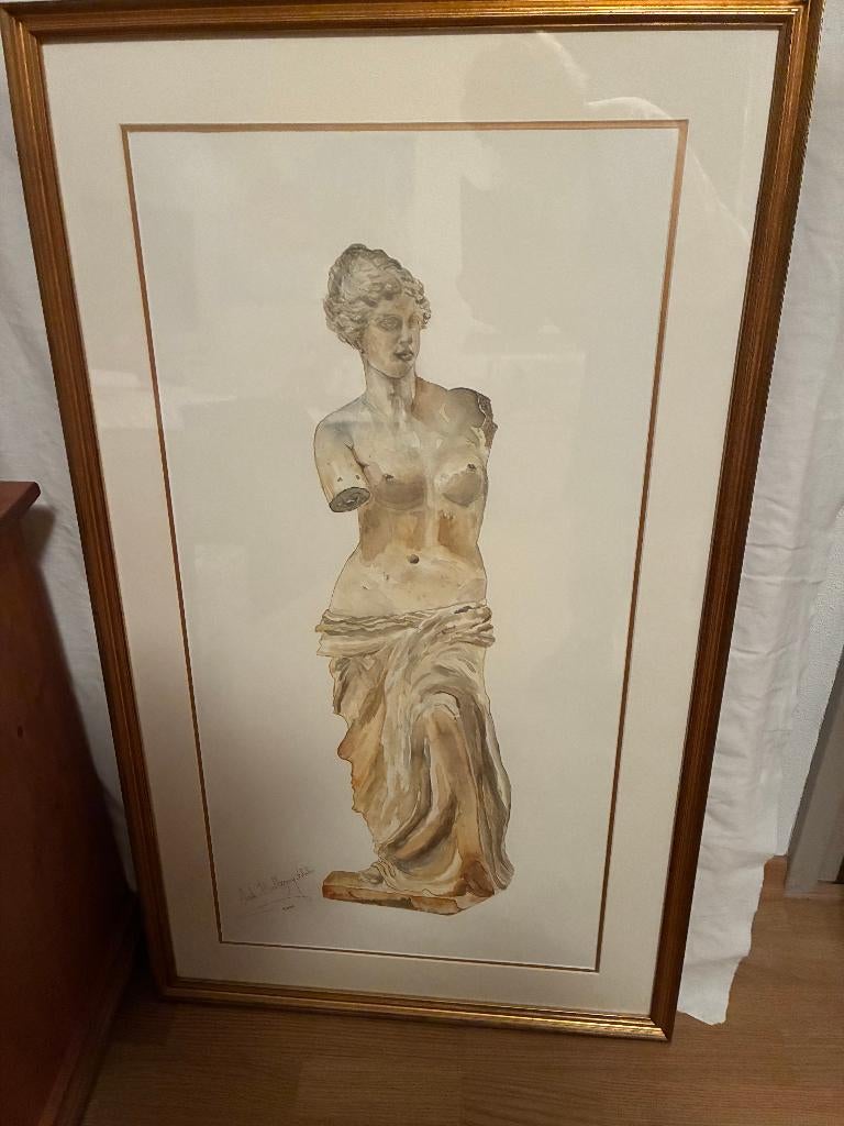 Aquarel schilderij Venus van Milo, Antiek en Kunst, Ophalen