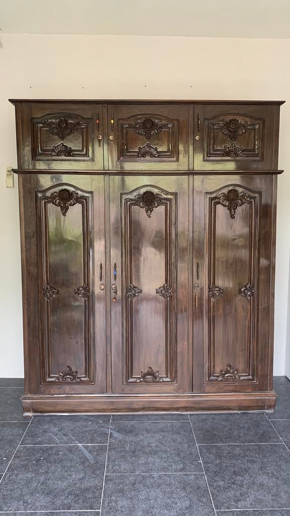 Teak hout kledingkast, Huis en Inrichting, Kasten | Kledingkasten, Gebruikt, 150 tot 200 cm, 150 tot 200 cm, 50 tot 75 cm